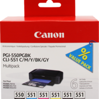 Canon PGI-550 + CLI-551 Multipack Schwarz / Cyan / Magenta / Gelb / Grau (6496B005)